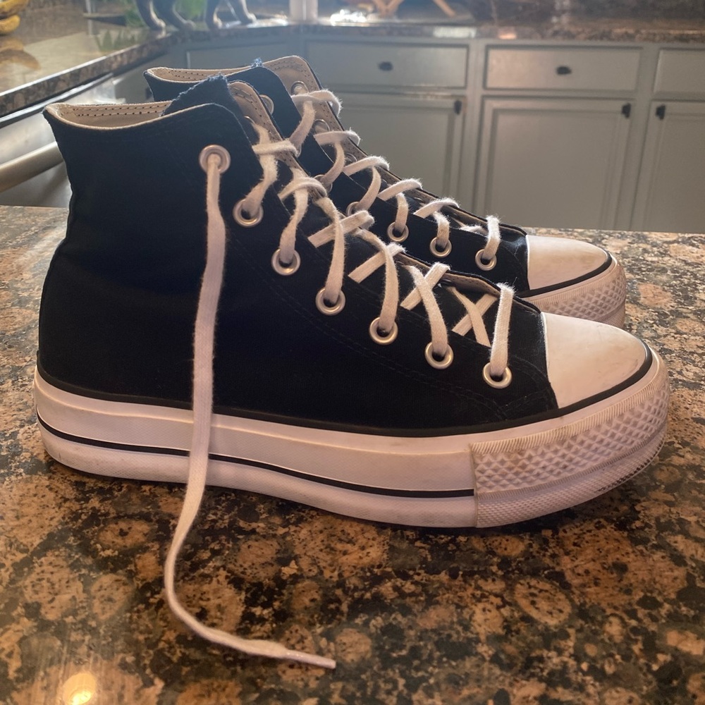 Black platform Converse